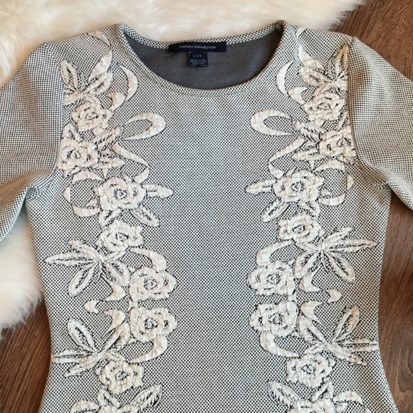 French Connection Jocelyn Jacquard Floral Fitted Bodycon Dress 10 Fall! - Picture 5 of 8